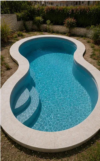 Piscina curva en forma de riñón completamente terminada